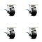 Service Caster 4 Inch Kingpinless Rubber on Steel Wheel Swivel Caster Set with Brakes SCC SCC-KP30S420-RSR-SLB-4 - alternate 1